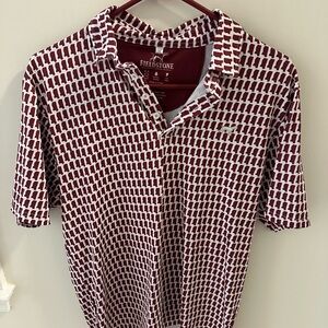 Men's Maroon and White Patterned Shirt - MISSISSIPPI STATE - Golf Polo